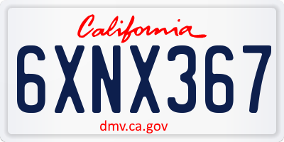 CA license plate 6XNX367
