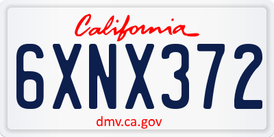 CA license plate 6XNX372