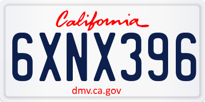 CA license plate 6XNX396