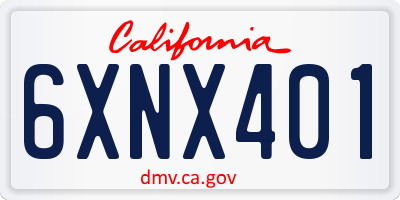 CA license plate 6XNX401
