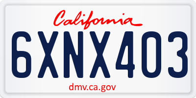 CA license plate 6XNX403