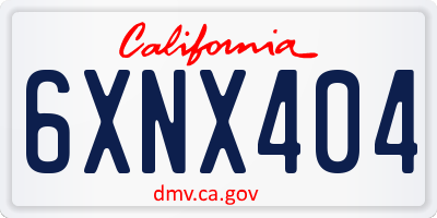 CA license plate 6XNX404