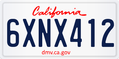 CA license plate 6XNX412
