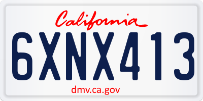 CA license plate 6XNX413