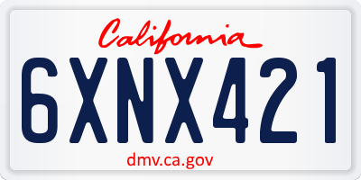 CA license plate 6XNX421