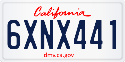 CA license plate 6XNX441