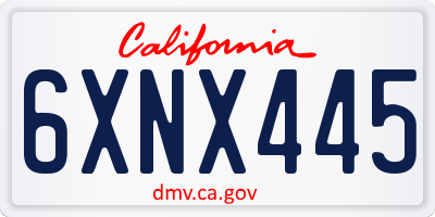 CA license plate 6XNX445