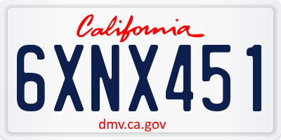 CA license plate 6XNX451