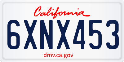 CA license plate 6XNX453