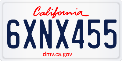 CA license plate 6XNX455