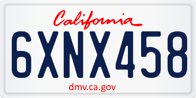 CA license plate 6XNX458