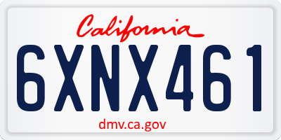 CA license plate 6XNX461
