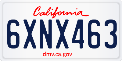 CA license plate 6XNX463