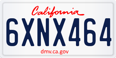 CA license plate 6XNX464
