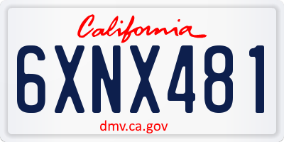 CA license plate 6XNX481
