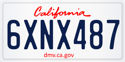 CA license plate 6XNX487