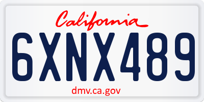 CA license plate 6XNX489