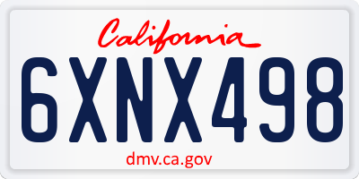 CA license plate 6XNX498