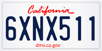 CA license plate 6XNX511