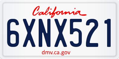 CA license plate 6XNX521