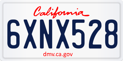 CA license plate 6XNX528