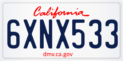 CA license plate 6XNX533