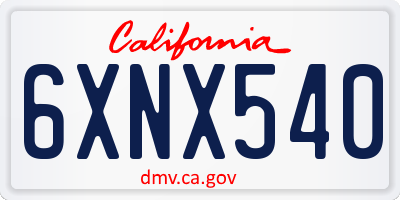 CA license plate 6XNX540