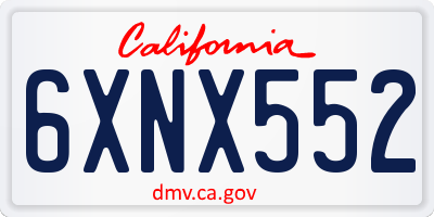 CA license plate 6XNX552