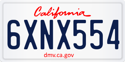 CA license plate 6XNX554