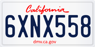CA license plate 6XNX558