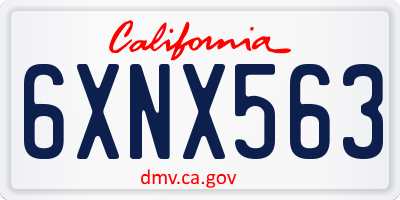 CA license plate 6XNX563