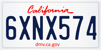 CA license plate 6XNX574