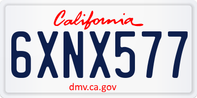 CA license plate 6XNX577