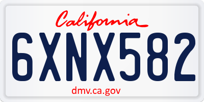 CA license plate 6XNX582