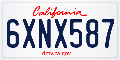 CA license plate 6XNX587