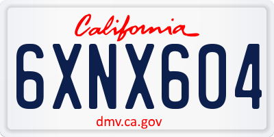 CA license plate 6XNX604