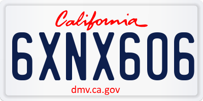 CA license plate 6XNX606