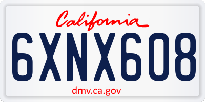 CA license plate 6XNX608