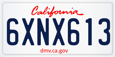 CA license plate 6XNX613