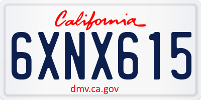 CA license plate 6XNX615