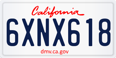 CA license plate 6XNX618