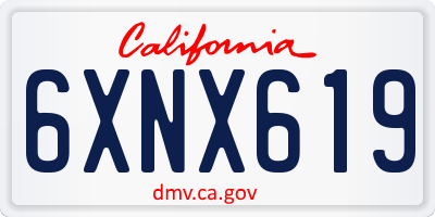 CA license plate 6XNX619