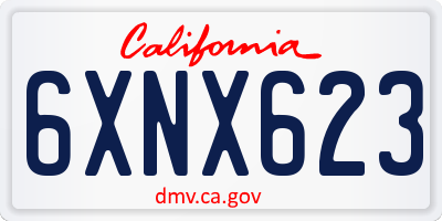 CA license plate 6XNX623