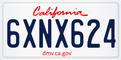 CA license plate 6XNX624
