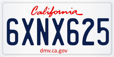 CA license plate 6XNX625