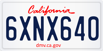 CA license plate 6XNX640