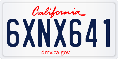 CA license plate 6XNX641
