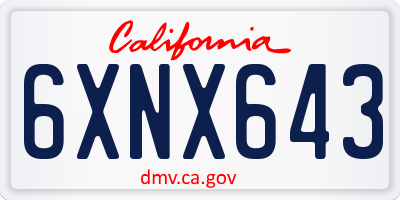 CA license plate 6XNX643