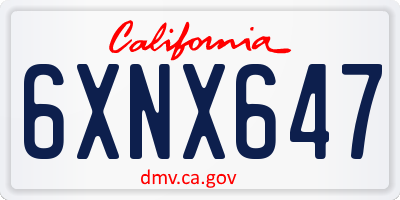 CA license plate 6XNX647