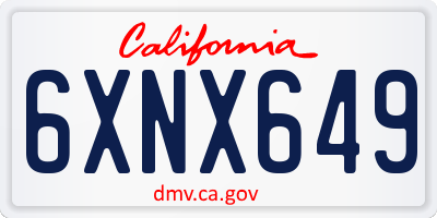 CA license plate 6XNX649